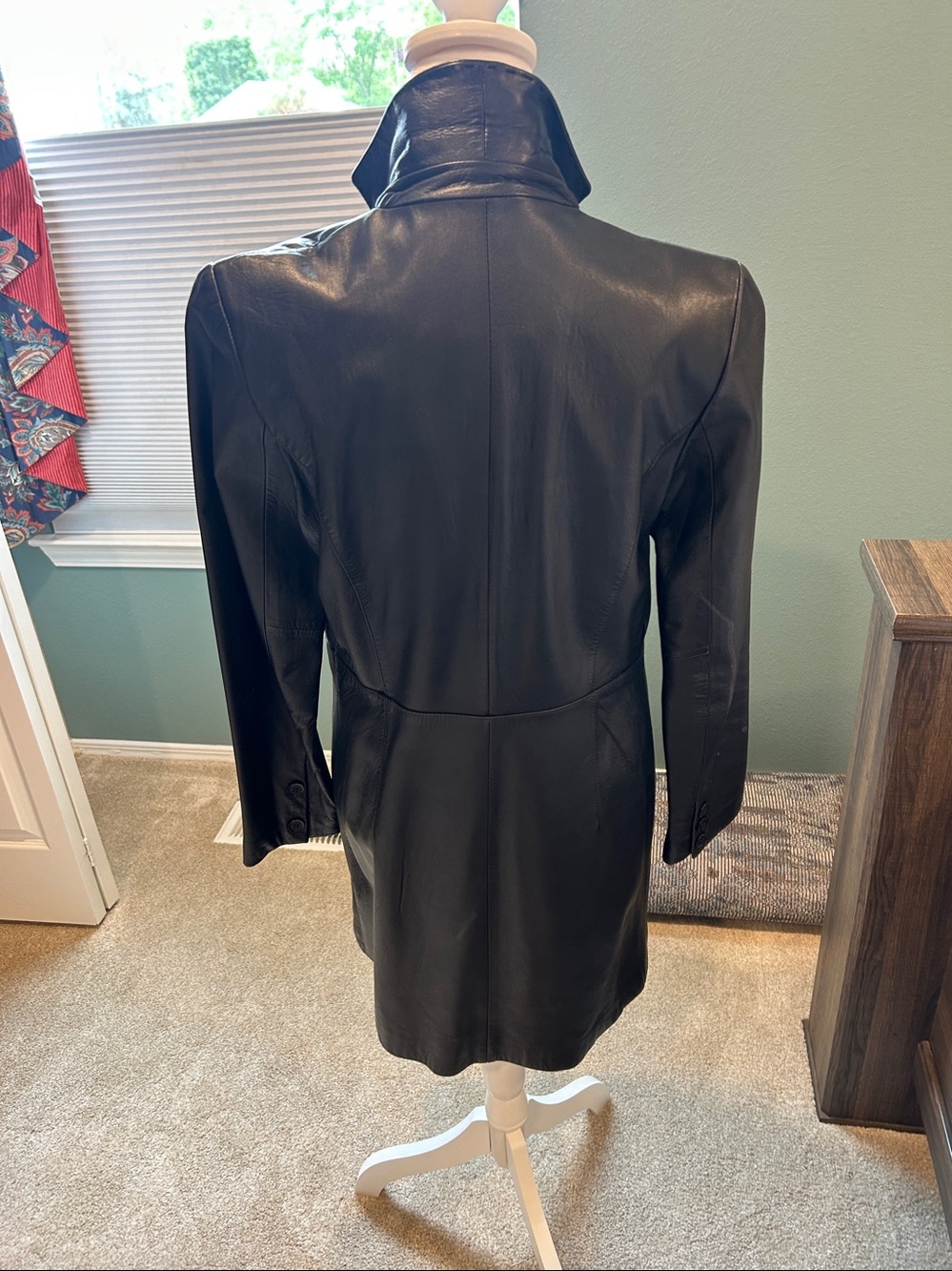 Kenneth Cole Black Leather Long Blazer - Picture 3 of 3
